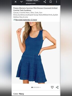 Women’s Navy Knit Crochet Tank Sundress